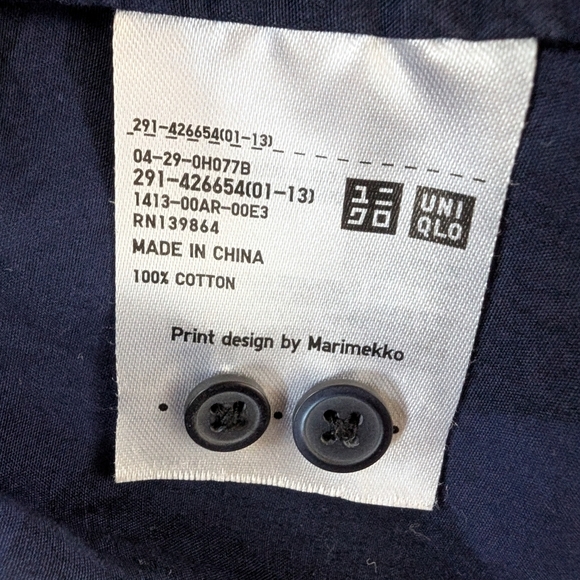 Marimekko x Uniqlo Blue Polka Dot Button-Up Dress sz M - Picture 5 of 7